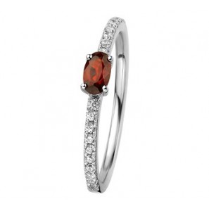 Zilver RH dames ring met zirkonia en granaat mt. 16.5 - 3192505