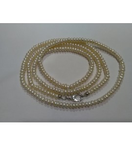 Collier zoetwater parel button 6.5x3.5 mm 99 cm - 3192560