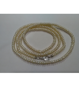 Collier zoetwater parel button 6.5x3.5 mm 99 cm - 3192560
