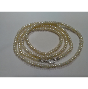 Collier zoetwater parel button 6.5x3.5 mm 99 cm - 3192560
