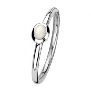 Zilver aanschuifring wit agaat ovaal mt. 16.5 - 3192419