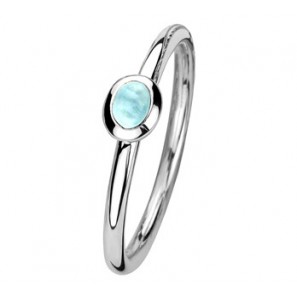 Zilver aanschuifring blauw topaas ovaal mt. 17.25 - 3192424