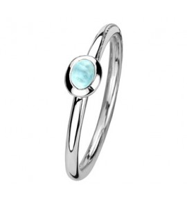 Zilver aanschuifring blauw topaas ovaal mt. 18.5 - 3192426