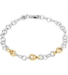 Zilver & Goud armband draadschakel 5,5 mm 19.5 cm - 3192448