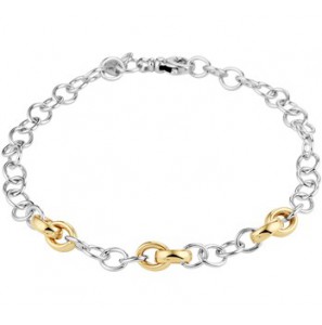 Zilver & Goud armband draadschakel 5,5 mm 19.5 cm - 3192448