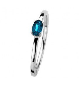 Zilver RH dames ring met Londen blauw topaas mt. 17.75 - 3192519