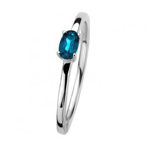 Zilver RH dames ring met Londen blauw topaas mt. 17.75 - 3192519