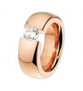 Staal rose verguld ring 8 mm met zirkonia mt 17¾ - 3192566
