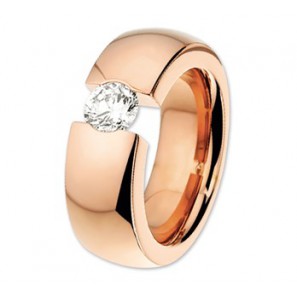 Staal rose verguld ring 8 mm met zirkonia mt 17¾ - 3192566