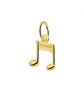 Goud hanger/bedel muzieknoot dubbel 8x11 mm - 3192584