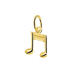 Goud hanger/bedel muzieknoot dubbel 8x11 mm - 3192584