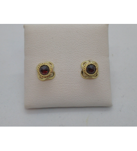 Goud oorknop 8 mm met granaat 4 mm - 3192592