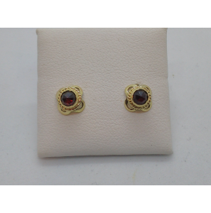 Goud oorknop 8 mm met granaat 4 mm - 3192592