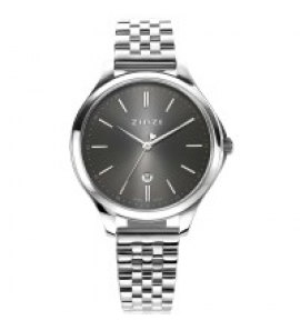 ZINZI Classy 34 mm grijze wijzerplaat, zilveren kast en band - 3192755