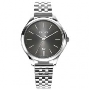 ZINZI Classy 34 mm grijze wijzerplaat, zilveren kast en band - 3192755
