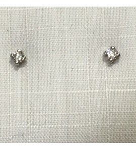 Goud wit oorknop 4pt 2 mm zirkonia - 3192642