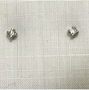 Goud wit oorknop 4pt 2 mm zirkonia - 3192642