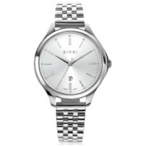 ZINZI classy 34 mm zilver wijzerplaat, kast en band - 3192754