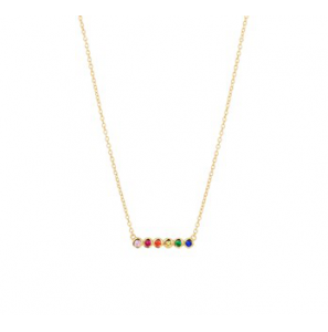 Zilvern collier verguld met gekleurde zirconia's 40-42-44 cm (geen garantie op plating) - 3192790