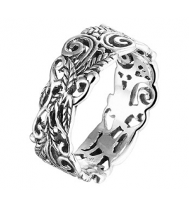 Zilveren ring geoxideerd veer maat 17,5 - 3192820