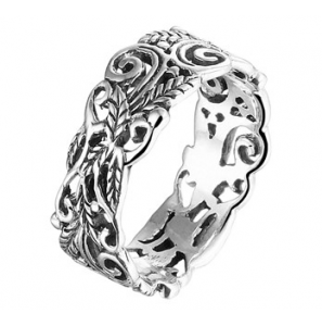 Zilveren ring geoxideerd veer maat 17,5 - 3192820