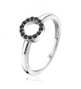 ZINZI zilv. ring open rond met zwarte zirconia's maat 54 - 3192853
