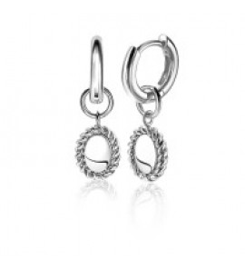 ZINZI zilv. hanger ovaal met koordrand - 3192870