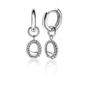 ZINZI zilv. hanger ovaal met koordrand - 3192870