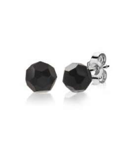 ZINZI zilv. oorknop met 6 mm zwarte bead - 3192872