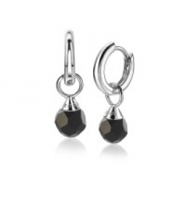 ZINZI zilv. creoolhangers zwarte bead 6 mm - 3192919