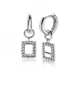 ZINZI zilv. creoolhangers rechthoek met parelrand - 3192954