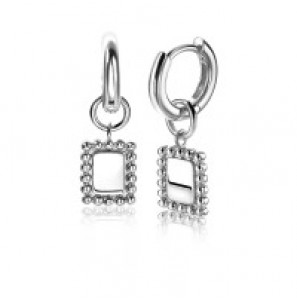 ZINZI zilv. creoolhangers rechthoek met parelrand - 3192954