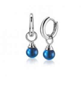 ZINZI zilv. creoolhangers blauwe parel rond 6 mm - 3192948