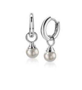 ZINZI zilv. creoolhangers grijze parel 6 mm - 3192949