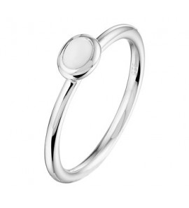 Zilver aanschuifring wit agaat ovaal mt. 19 - 3192972