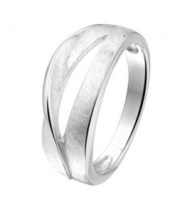 Zilveren ring fantasie mat/glans maat 17.25 - 3193011