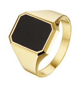 Goud heren ring achtkant massief onix mt. 21 - 3193024