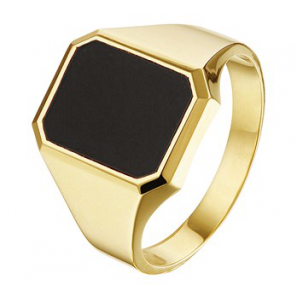 Goud heren ring achtkant massief onix mt. 21 - 3193024
