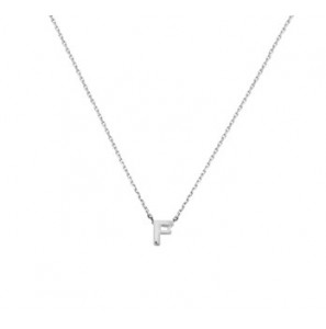 Zilver RH collier met letter hanger F 41-45 cm - 3193035