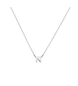 Zilver RH collier met letter hanger N 41-45 cm - 3193036