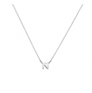 Zilver RH collier met letter hanger N 41-45 cm - 3193036