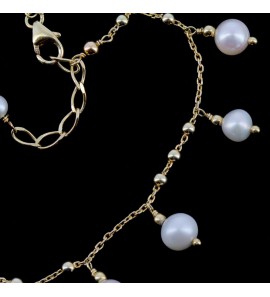 Sanjoya München verguld armband met enkele parels 17.5-18.5 cm - 3193076