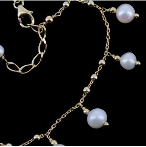 Sanjoya München verguld armband met enkele parels 17.5-18.5 cm - 3193076