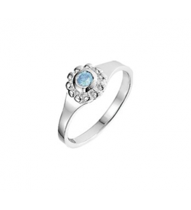 Zilver kinderring met blauw zirkonia mt. 12.5 - 3193407