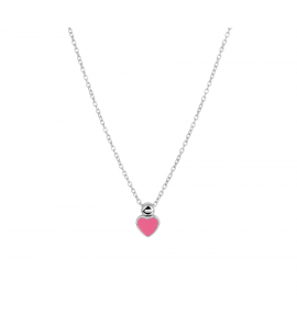 Zilver RH anker collier met hanger hartje email roze 36-38 cm - 3193466