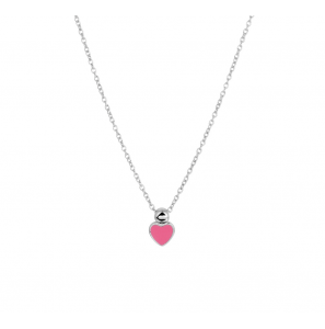 Zilver RH anker collier met hanger hartje email roze 36-38 cm - 3193466