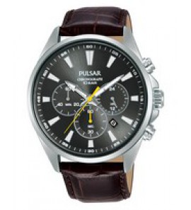 Pulsar heren chrono ss bruin leer grijs 100m wr - 3200019