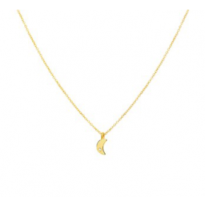 Goud anker collier 1 mm met hanger maantje diam. 0.005  z 41-45cm - 3200065