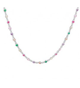 Zilveren collier RH met gekleurde zirconia 41-45 cm - 3200355