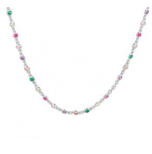 Zilveren collier RH met gekleurde zirconia 41-45 cm - 3200355